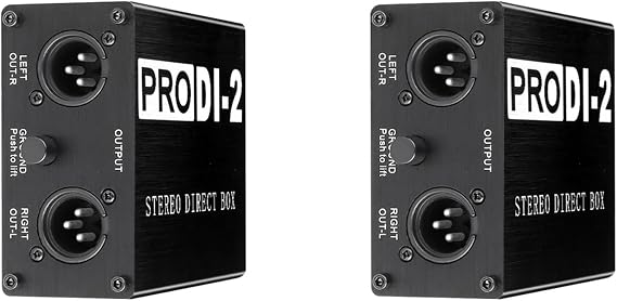 2X ProDI-2 Passive Stereo Direct Box Audio DI Box Direct Injection Box Low Noise Guitar DI 2 Channel