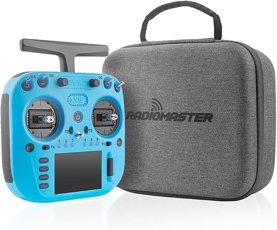 Radiomaster TX15 16ch 3.5inch IPS Touchscreen V5.0 Hall Gimbals Radio Controller ExpressLRS Built-in Gyro Microphone (Blue Mode 2) (Blue)