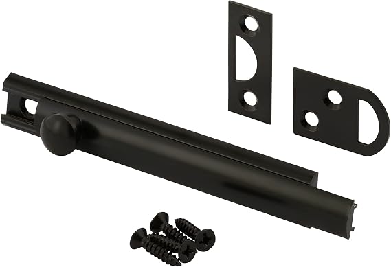 Prime-Line U 11448 Surface Bolt, 4 In., Solid Brass, Matte Black Finish (Single Pack)