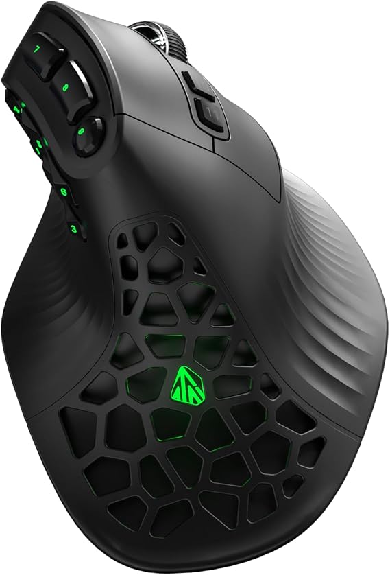 SOLAKAKA E9 Ergonomic Vertical MMO Mouse with 10 Side Buttons,Black