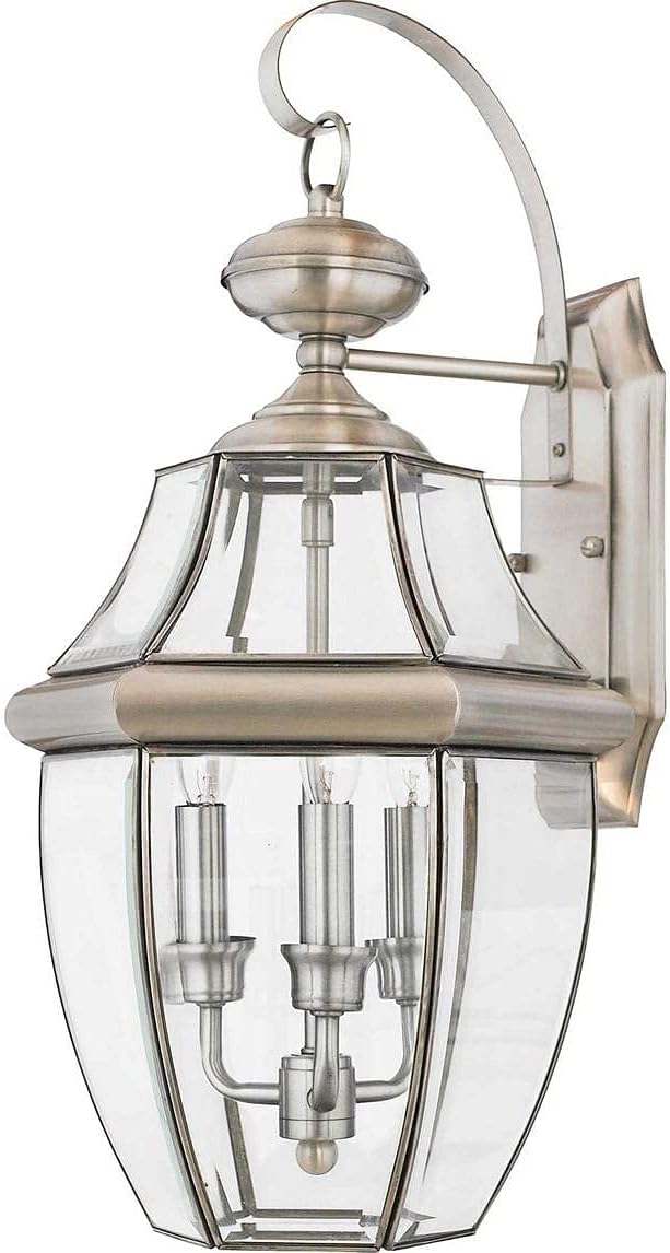 Quoizel NY8318P Newbury Outdoor Wall Lantern Wall Mount Lighting, 3-Light 180 Total Watts, 23 H x 12 W, Pewter