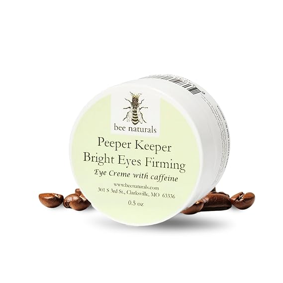 Bee Naturals Peeper Keeper Bright Eyes Firming Creme - Caffeine Enriched for Puffy Eye Reduction - Gentle Daily Use After Cleansing - Caution for Caffeine Sensitivity