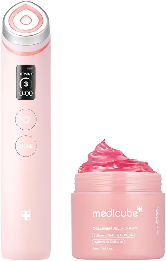 medicube Affordable Pink Glass Skin Duo: Age-R Booster Pro Pink and Collagen Jelly Cream 50mL (1.69 fl.oz) | for Radiant and Firmer-Looking Glow | At-Home Care
