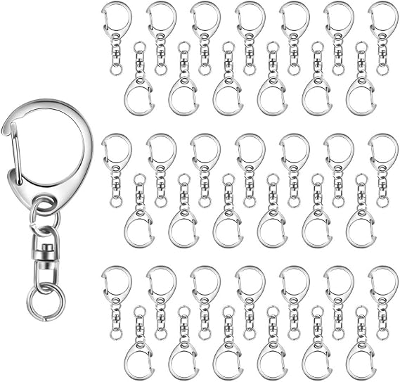 50 Pcs Metal Keyring Making Kit Swivel Lobster Clasps Key Rings