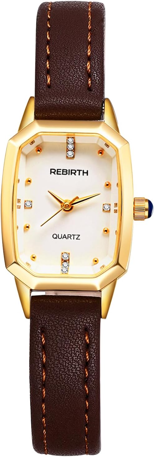 Women's Watches Rectangular Watches Women: Date Calendar Small Tonneau Analogue Quartz Movement Wrist Watches PU Leather Strap Watch with Roman Numerals Gifts for Women