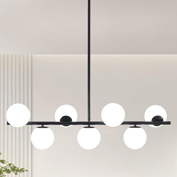 7 Light Black Pendant Lights for Kitchen Island, Dining Room Lights Ceiling
