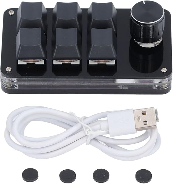 Mini Macro Mechanical Gaming Keyboard 6 Keys 1 Knob Programming Macro Pad for Laptop Computers