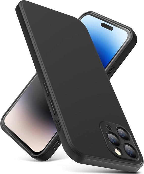 for iPhone 12 Pro Max Case, Thin Liquid Silicone Black