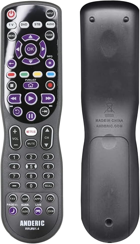 Universal 4-Device Fit for Roku Streaming Player/TV Remote Control with Macro, Learning, Backlighting for All Roku TVs and Blu-Ray Players, Audio, Sound Bars - RRUR01.4