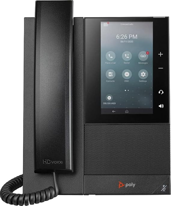 Poly CCX 500 IP Phone with Handset (Polycom) - Open SIP - Acoustic Fence and NoiseBlockAI Technologies - 5' Multi-Touch LCD Display - Integrated Bluetooth and USB Headset Ports - Works w/Zoom & More