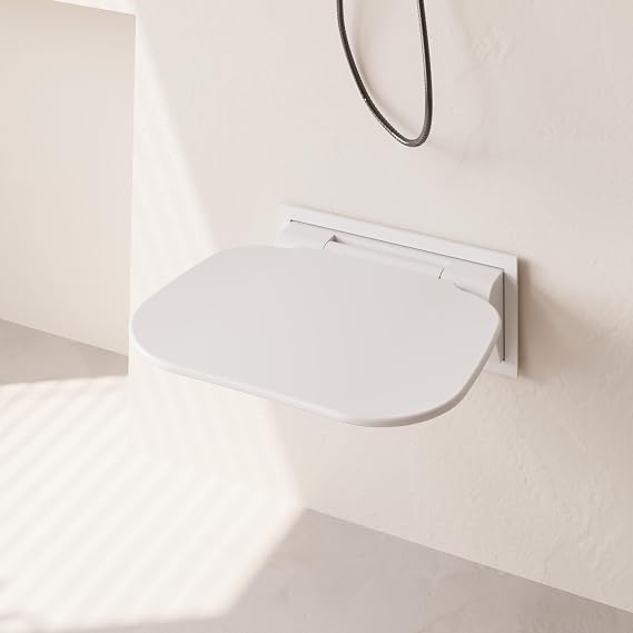 Vergrößerter Duschsitz klappbar Wandmontage Schwerlast 200kg Weiß Klappsitz Dusche 40×40cm Duschhocker für Badezimmer Duschstuhl klappbar für Badezimmer-Neuinstallation & Renovierung