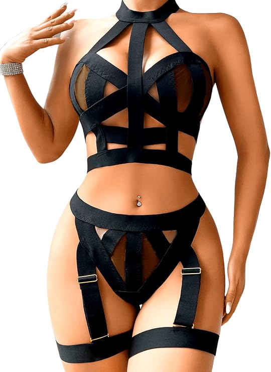 Kaei&Shi Strappy Cutout Lingerie, Halter Backless Garter, Sexy Top Outfits