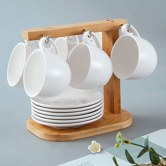 Cup & Saucer Sets Ceramic Cup, Coffee Cup, 6 Cups, 6 Saucers, Tea Cup, Water Cup, Mug, Tea Set, Saucer with Stand Set Coffee Cup