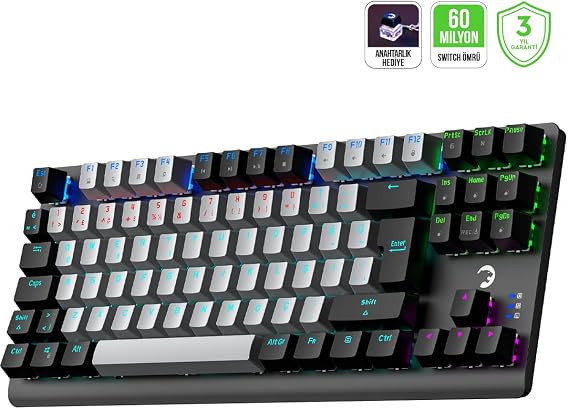 Game Power Eva 3 60M Mekanik Red Switch Türkçe Q 88 Tuş USB Gaming Klavye - 3 Yıl Garantili