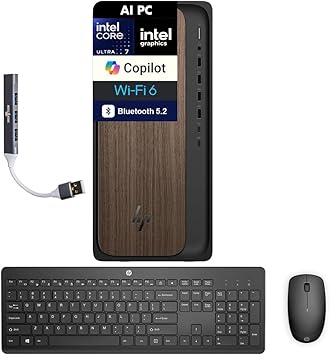 HP OmniDesk AI PC (Next Gen Envy) Desktop (Intel Ultra 7-265, 64GB DDR5, 4TB SSD, Intel Graphics, 280W PSU, WiFi 6, BT 5.2, RJ-45, 1 Display Port, Win 11 Home) w/DKZ USB Port Exp