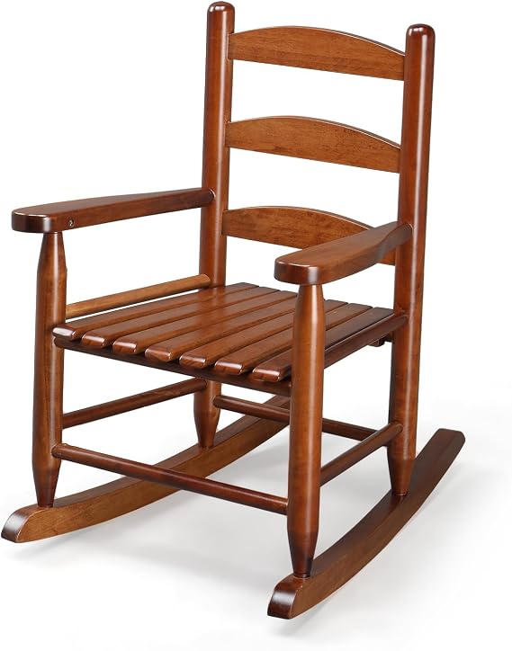 JOYMOR Outdoor Wooden Rocking Chair for Kids with Backrest, Toddler Rocker Weather, Patio Rocker Chair Suitable for Porch, Garden, Balcony
