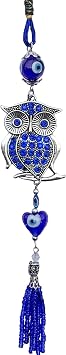 Blue Evil Eye Owl Car or Wall Decor Charm Hanging for Protection with a Betterdecor Pouch-25