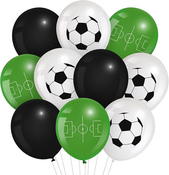 Censen 45 Pieces Soccer Balloons Party Decorations 12 Inch Soccer Latex Balloons with Green Field Print for Football Birthday Sports Themed Party Decoration Supplies