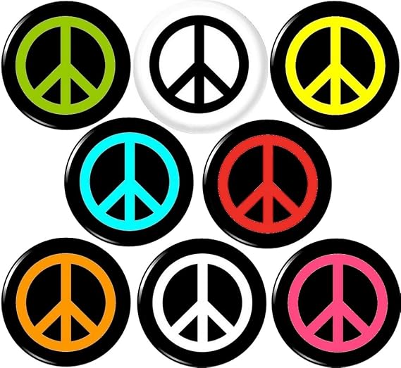 Peace signs 8 NEW 1" inch (25mm) buttons pins badges world love anti-war no hippie woodstock ...