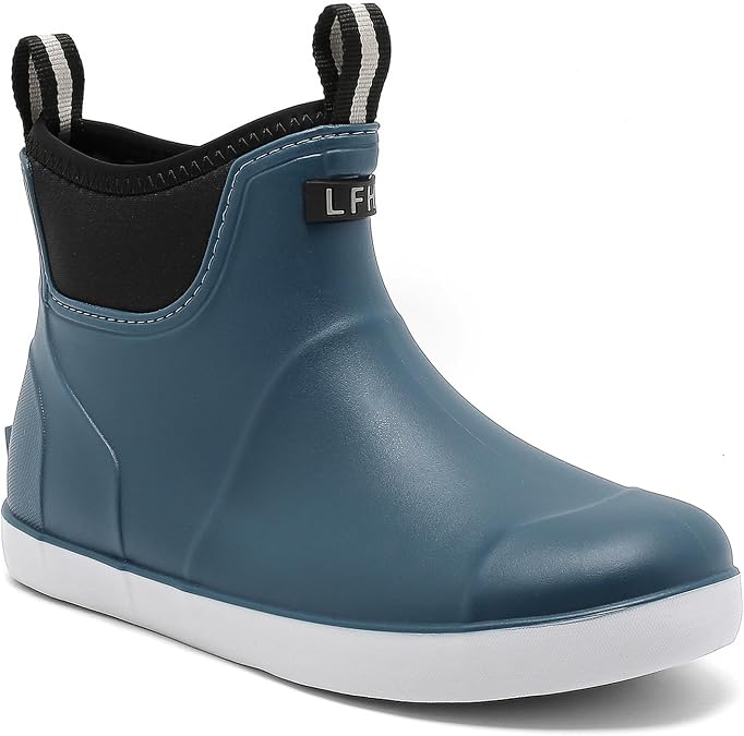 Mens Deck Boots Waterproof, Rubber Ankle Rain Booties For Fishing