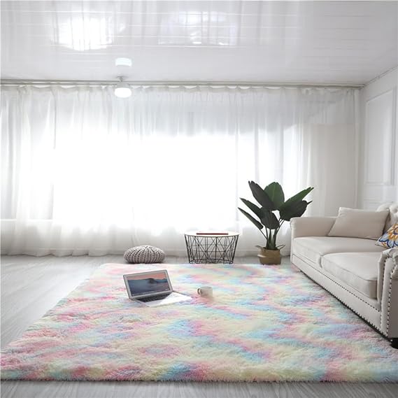 Area Rugs for Bedroom Living Room, Fluffy Shag Shaggy Carpet Soft Plush Furry Bedside Rug, Machine Washable Area Rugs for Kids Girls Boys Home Decor Anti Slip (H,40 * 60cm)