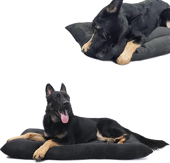 Indestructible Dog Bed for Aggressive Chewers, Durable Chew Proof Dog Crate Pad for Large Dogs, Tough Rip-Stop Pet Mats for Kennel Washable, UHMWPE Woven Fabric, Black, XL 41"x28"