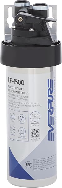 Pentair Everpure EF-1500 Full Flow Drinking Water System, EV985800, NSF Certified to Reduce Lead, Includes Filter Head, Cartridge, and All Hardware, 1,500 Gallon Capacity, 0.5 Micron
