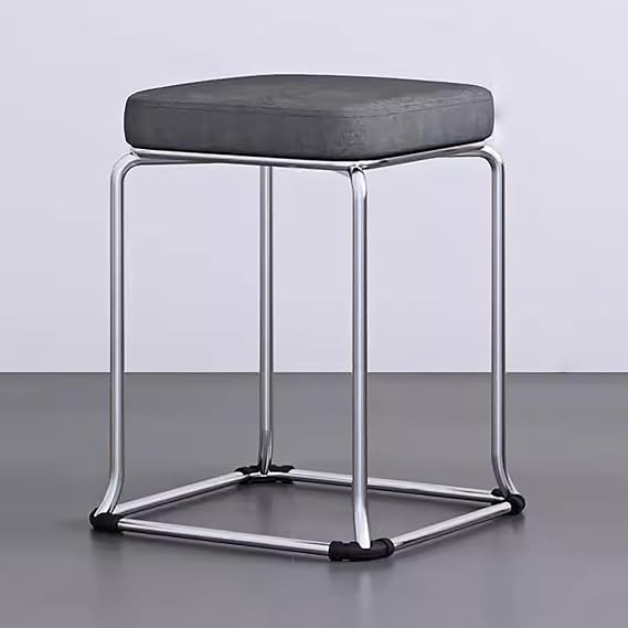 Stool Metal Legs with Anti-Slip Pad, Vanity Stools for Makeup Room, Modern Rectangle Footstools for Living Room, Bedroom.(Gray+Silver)