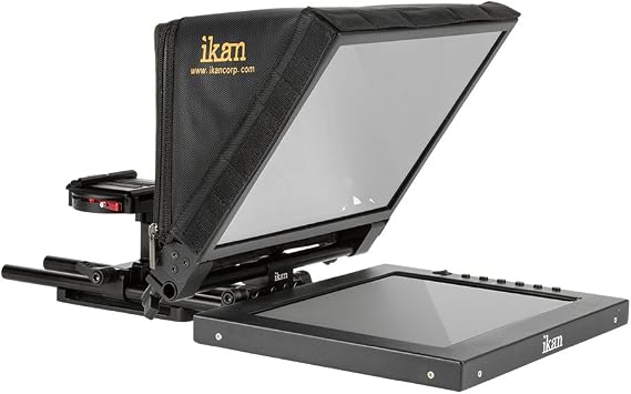 Ikan 12-inch Portable Teleprompter Kit, Adjustable Glass Frame, Easy to Assemble, Extreme Clarity (PT1200) - Black