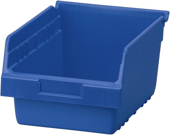 Akro-Mils 30080 Plastic Nesting ShelfMax Storage Bin Box, (12-Inch x 8-Inch x 6-Inch), Blue, (8-Pack)