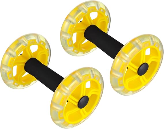 Yellow Dual Abdominal Roller Wheels with Non Slip Handles for Women