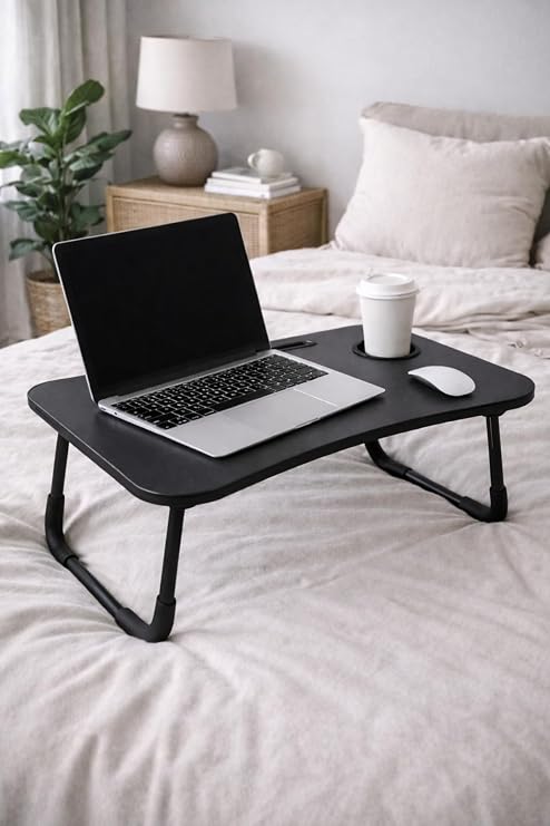 Yatak Koltuk Üstü Laptop Tablet Sehpası Katlanır Siyah Ayaklı Çalışma Kahvaltı Masası