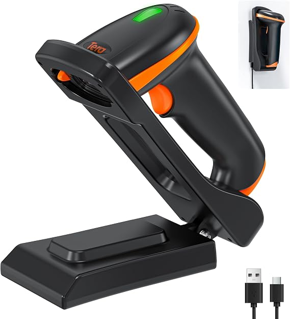 Tera Barcode Scanner with Folding Stand: 1D 2D QR Wireless Reader, D5100-CR