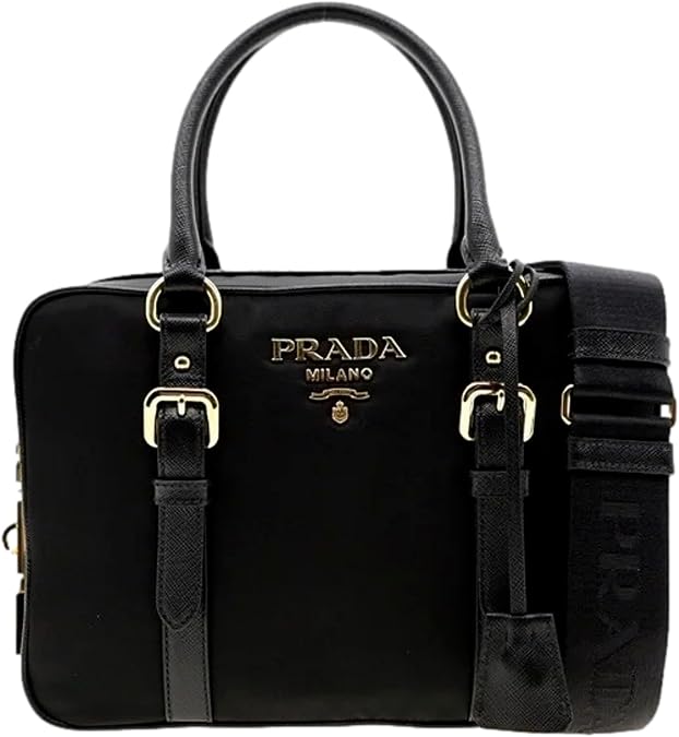 Prada Black Nylon Saffiano Satchel Shoulder Bag