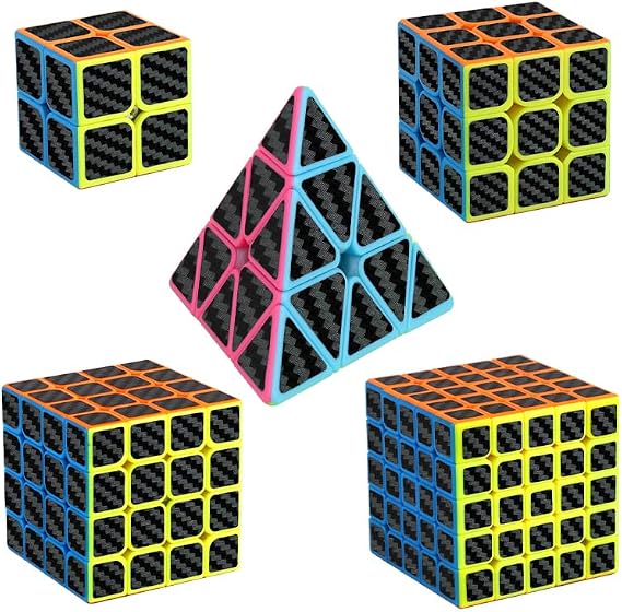 Cuberspeed 5 Pack Speed Cube Set - 2x2, 3x3, 4x4, Triangle Speed Cubes for Kids & Adults
