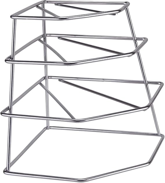 Greenfields 4 Tier Corner Kitchen Plate Rack Tidy Cupboard Shelf Insert Organiser New