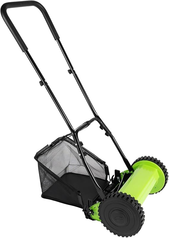 Push Reel Lawn Mower,Manual Reel Lawn Mower 11.8" 5-Blade with 6-Gal Grass Catcher & Height Adjustment,13.33lbs Lightweight for