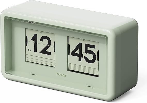 mooas Newtro Flip Desk Clock, Battery Powered, Wall/Desk (Olive)
