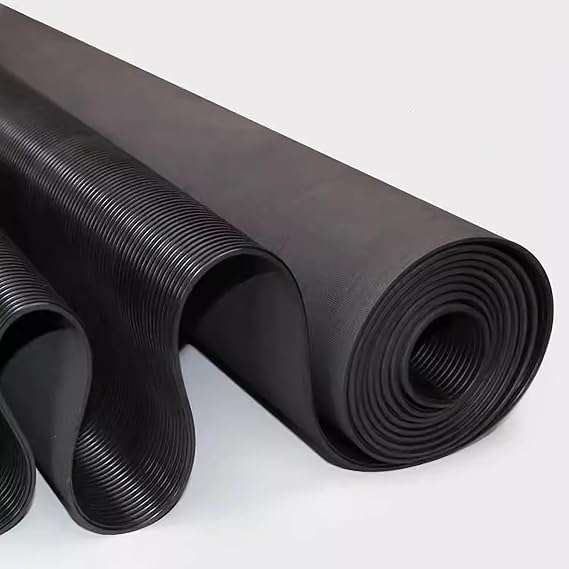 Rubber Garage Gym Floor Non-Slip Mat, 3 5 8mm Thick Heavy Duty Commercial Protective Flooring Roll, Waterproof Cowshed Mat for Industry Shed Mews(3mm,WxL 0.5mx0.5m(19.6x19.6))