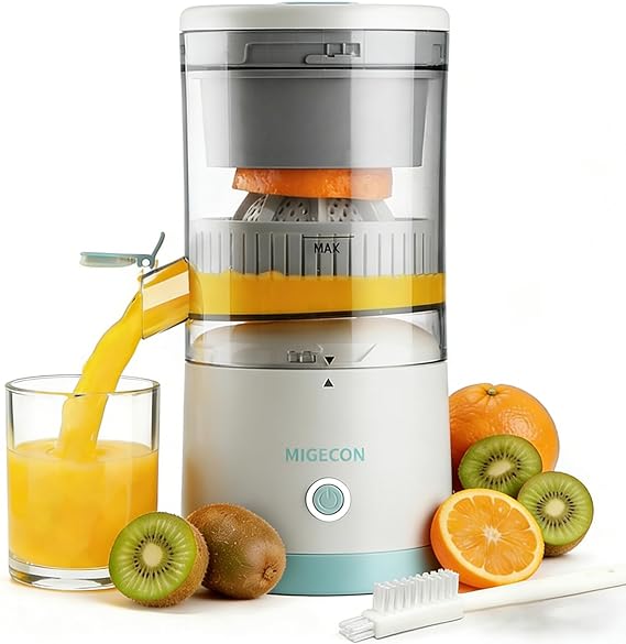 MIGECON Electric Citrus Juicer, Rechargeable Orange Juicer Squeezer, White