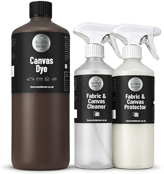 Scratch Doctor Canvas Dye Kit Restore Faded Colour on Convertible Car, Boat Roof, Awning & Soft Top (Dark Brown, 500ml)