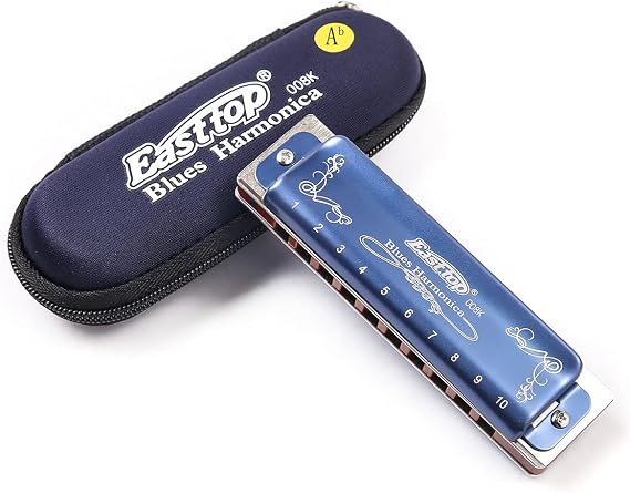 Diatonic Blues Harp Mouth Organ 10 Hole 20 Tone Blue Harmonicas Ab key With Blue Shell, Diatonic Harmonica for Beginners, Professionals, Adults