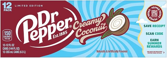 Dr Pepper Creamy Coconut Flavour USA Drinks Cans | (12x355ml)