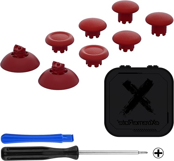 eXtremeRate PS5 Controller Edge Replacement Thumb Stick Pure Color, Custom Replacement Analog Stick Joystick for PS4 All Model Controllers, Controller Not Included Carmine Red