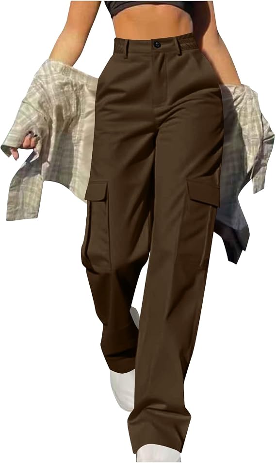 ADHOWBEW Cargo Pants Women Casual Summer Travel Ladies Stretch Lightweight Sweatpants Hiking Wide Leg Joggers