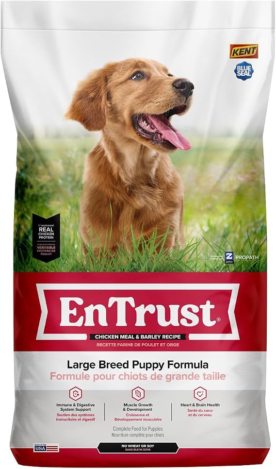 ENTRUST Large Breed Puppy Food | Real Chicken & Barley | Enriched with Super Foods, Antioxidants and Prebiotics | No Wheat or Soy | 20 Pound Bag
