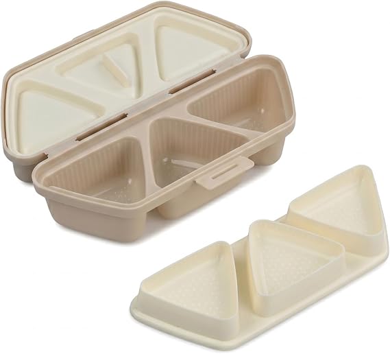 Onigiri Mould, Non Stick Triangle Sushi Making Kit, Food-Grade DIY Rice Ball Maker and Sushi Mould for Making and Storing Sushi for Seaweed Rice, Picnic and Family Fun, White