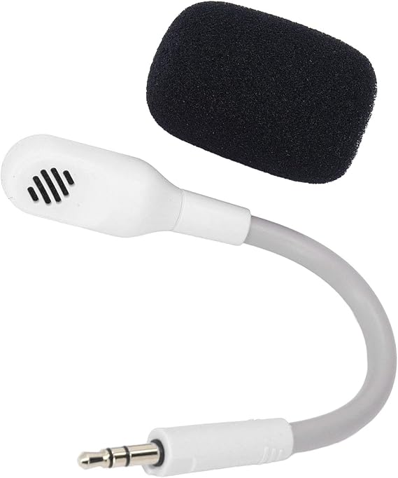 Yoidesu Mic Replacement for Barracuda X Game Headset, 3.5mm Detachable Gaming Boom Microphone with Foam (White)