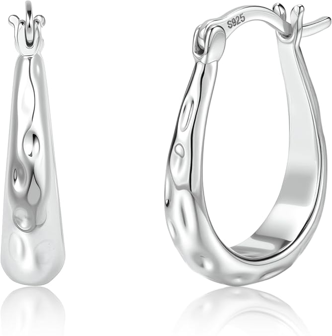 Silver Hoop Earrings for Women Silver Oval Hoop Earrings U Shaped
