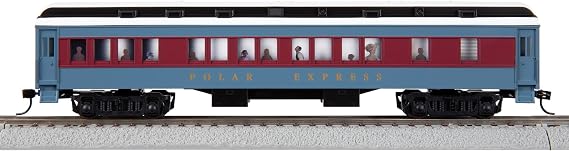 Lionel The Polar Express HO Gauge Coach Car - Railroad Model Train Passenger Car with LED Interior Lighting, Window Silhouettes, Metal Wheels & Knuckle Couplers, Age 14+